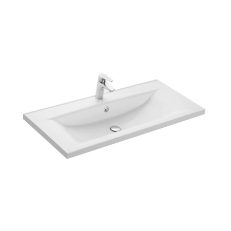 Раковина из литьевого мрамора Aquaton Айрис 1A723031AG010 100х45 накладная цвет белый 1 отверстие под смеситель