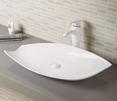 Раковина из санфаянса CeramaLux 78121 68х38 накладная цвет белый