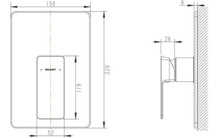 Смеситель для душа Bravat Phillis PB856101CP-ENG встраиваемый в стену хром