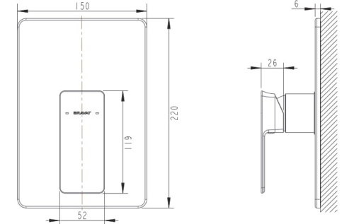 Смеситель для душа Bravat Phillis PB856101CP-ENG встраиваемый в стену хром - фото 2
