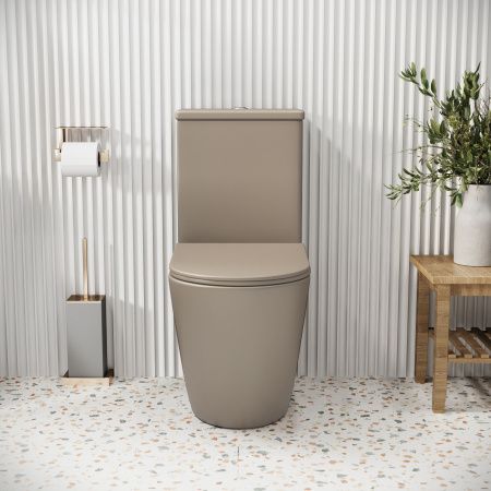 Унитаз напольный с бачком Grossman Color GR-4480BRLMS бежевый с сиденьем безободковый каскадный смыв