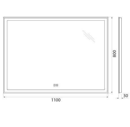 Зеркало с подсветкой и антизапотеванием BelBagno SPC-GRT-1100-800-LED-TCH-WARM 110х80 подвесное