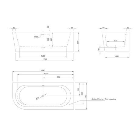 Ванна акриловая Knief Wall 0100-277-L 180х80 встраиваемая прямоугольная