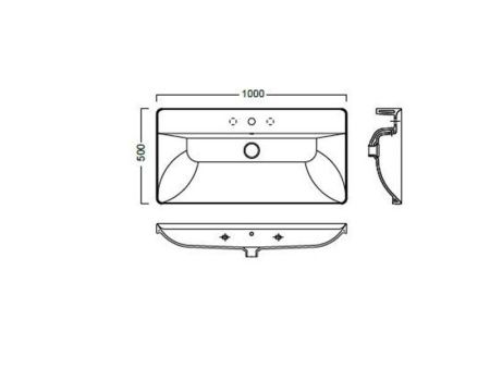 Раковина из сантехнического фаянса Hatria CANALGRANDE Y1EL01 100х50 подвесная цвет белый