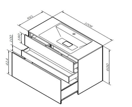 Тумба под раковину Am.Pm Inspire V2.0 M50AFHX1003EGM 100х50 подвесная цвет серый