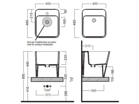 Раковина из сантехнического фаянса Hatria G-FULL YXG801 50х40 подвесная цвет белый