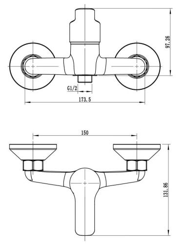 Смеситель для ванны и душа Voda Wave WA80 настенный хром - фото 3