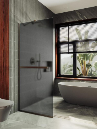 Душевая перегородка Maybah Glass MGD-730-2у 79х195 стекло тонированное профиль бронза