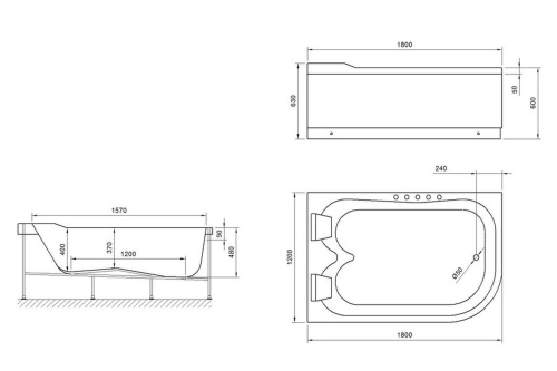 Ванна акриловая Royal Bath NORWAY RB331100K-L 180х120 пристенная асимметричная - фото 3