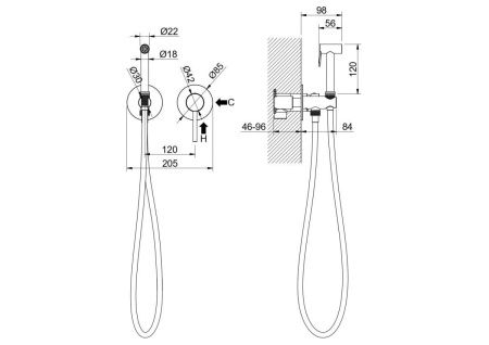 Гигиенический душ Aquatek Европа AQ1319BGM вороненая сталь