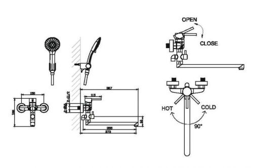 Смеситель для ванны Bravat Slim F6332366CP-01L-RUS настенный хром - фото 2