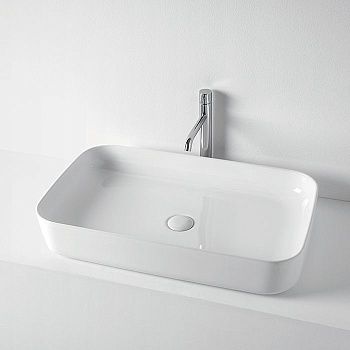 Раковина из сантехнического фарфора Kerasan Tribeca 460201 70х40 накладная цвет белый без отверстий под смеситель