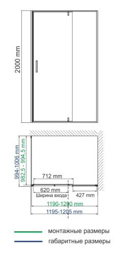Боковая стенка WasserKRAFT Aisch 55P 55P10-RP100 100x200 стекло прозрачное 6 мм - фото 2