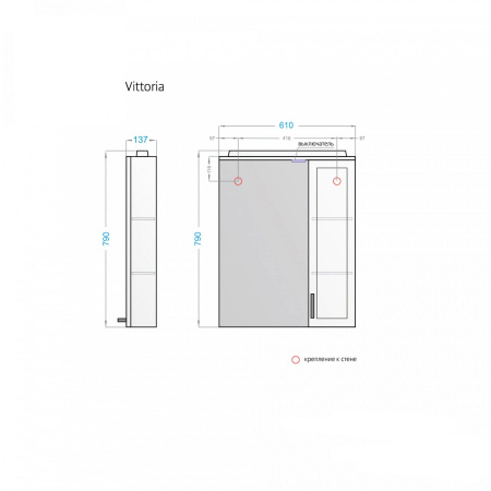 Зеркало-шкаф Alavann Vittoria ALV0272001 61х14х76 подвесной цвет белый