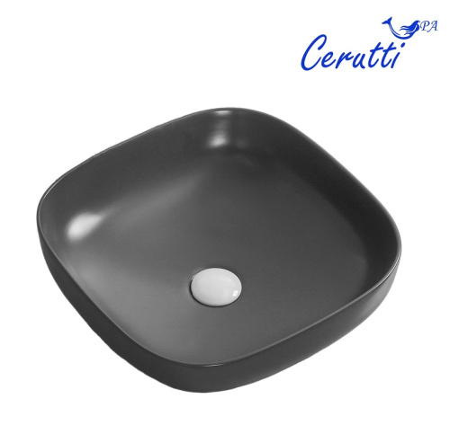 Раковина из сантехнического фарфора Cerutti SPA CR2677 42х42 накладная цвет черный матовый - фото 2