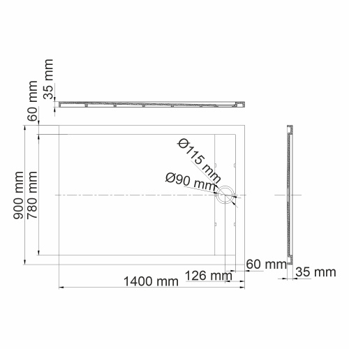Душевой поддон WasserKRAFT Rhin 44T 44T36 140x90 искусственный камень белый - фото 3
