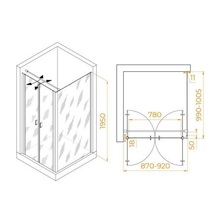 Душевой уголок RGW Passage 060814490-011 100х90 стекло прозрачное профиль хром без поддона