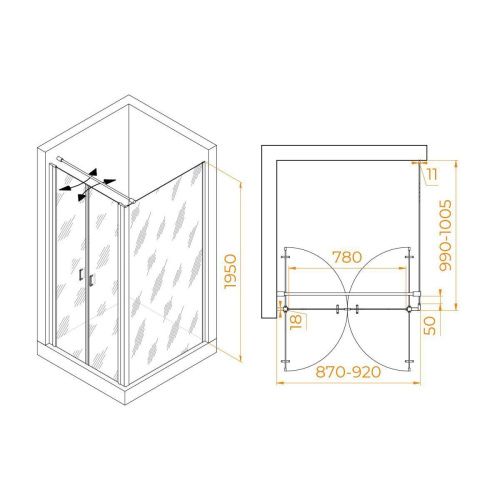 Душевой уголок RGW Passage 060814490-011 100х90 стекло прозрачное профиль хром без поддона - фото 2