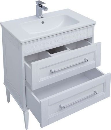 Раковина из искусственного камня Aquanet Бостон 00257887 80х50 полувстраиваемая цвет белый 1 отверстие под смеситель