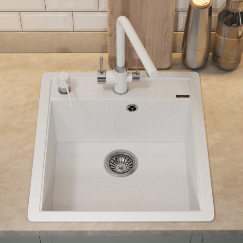 Кухонная мойка Uperwood Quartz Premium UPD-07 3910202124 46x51 цвет белый матовый - фото 4