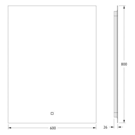 Зеркало с подсветкой Defesto GLOW DF 2507S 60х80 подвесное