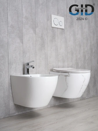 Унитаз подвесной Gid Convexo 62228Y черный с декором с сиденьем микролифт безободковый смыв торнадо