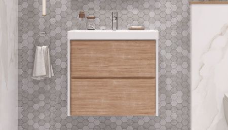 Тумба под раковину Velvex GESSO tpGES.70.2Y-25.21 70х40 подвесная цвет коричневый/белый