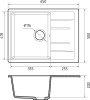 Кухонная мойка Granfest Quadro Q-650L топаз 65х50 цвет серый поверхность матовая