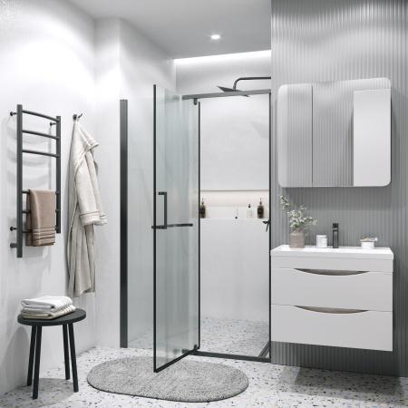 Душевая дверь Grossman Pragma 100.K33.03.110.21.02 110х195 стекло текстурное профиль черный матовый