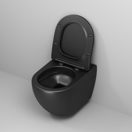 Унитаз подвесной Grossman Торнадо GR-4411BMSQ черный матовый с сиденьем микролифт безободковый смыв торнадо