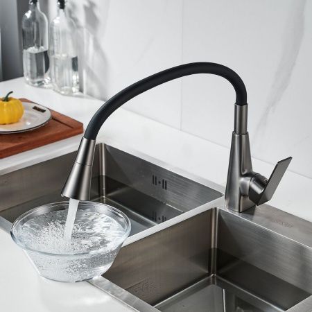 Смеситель для кухни Shevanik S543T-3 на мойку черный/оружейная сталь