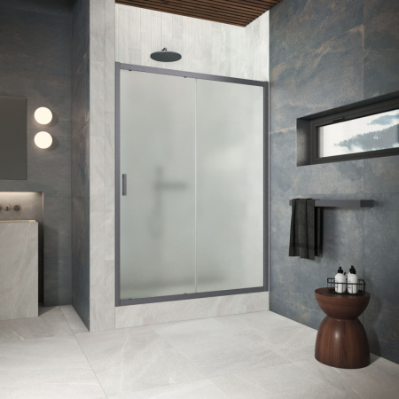 Душевая дверь Vegas-Glass ZP Protec ZP Protec h1900 180 06 10 180х190 стекло матовое профиль вороненая сталь
