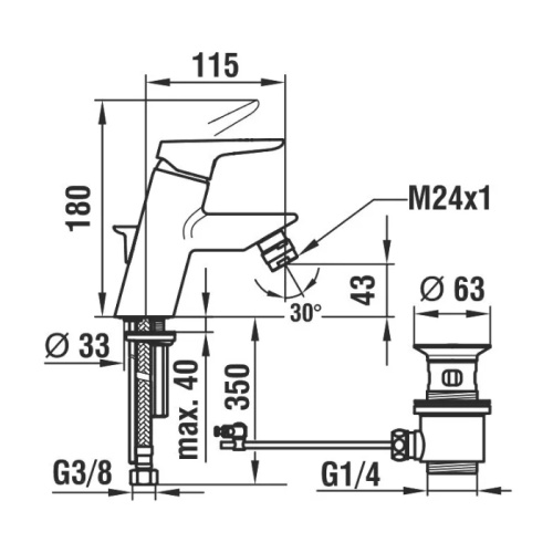 Смеситель Laufen General items G00 3.4150.1.004.111.1 на биде хром без термостата - фото 2