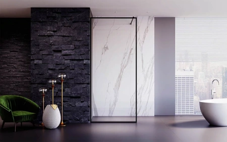 Душевая перегородка Veconi Korato KR81B-120-01-C4 120х200 стекло прозрачное профиль черный матовый