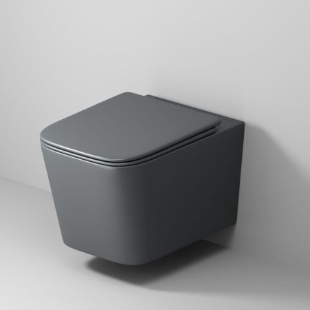 Унитаз подвесной Grossman Торнадо GR-4404GMSQ серый с сиденьем микролифт безободковый смыв торнадо