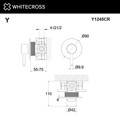 Смеситель для душа Whitecross Y chrome Y1245CR встраиваемый хром - фото 3