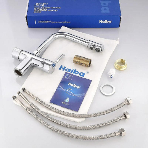 Смеситель для кухни Haiba HB70088 на мойку хром - фото 3