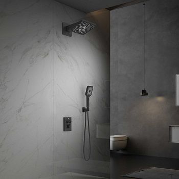 Душевая система Vincea Inspire VSFW-3I21MT4MB встраиваемая в стену цвет черный с термостатом