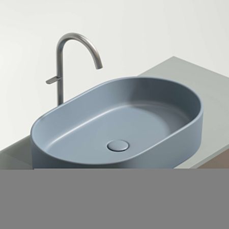 Раковина из сантехнического фарфора Ceramica Nova ELEMENT CN6048MHL 60х40 накладная цвет голубой без отверстий под смеситель