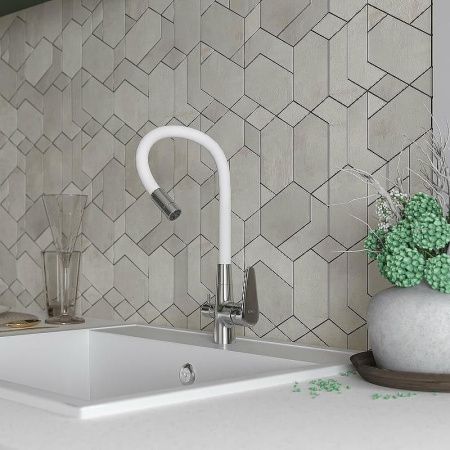 Смеситель для кухни Esko Coral CL 03 W на мойку белый/хром