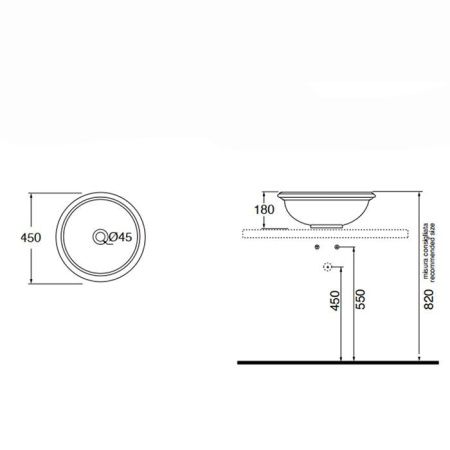 Раковина из сантехнического фаянса Azzurra Jubilaeum JULA04518000BI/(JUB50/APP bi)*0 50х50 накладная цвет белый без отверстий под смеситель