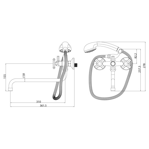Смеситель для ванны LeMark Promotion LM6051C настенный хром - фото 2