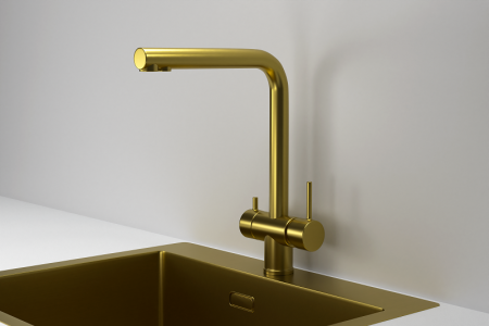 Смеситель для кухни Granula Kitchen Space 7011, ЗОЛОТО САТИН на мойку золото сатин