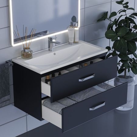 Тумба с раковиной Uperwood Foster 291020537 90х50 цвет черный