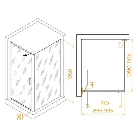 Душевой уголок RGW Stilvoll 703214591-11 110х90 стекло прозрачное профиль хром без поддона