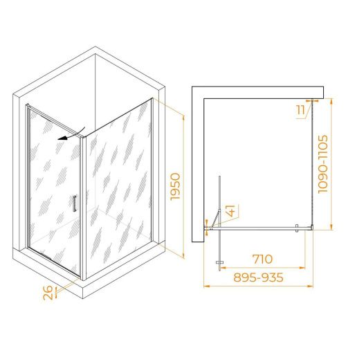 Душевой уголок RGW Stilvoll 703214591-11 110х90 стекло прозрачное профиль хром без поддона - фото 5