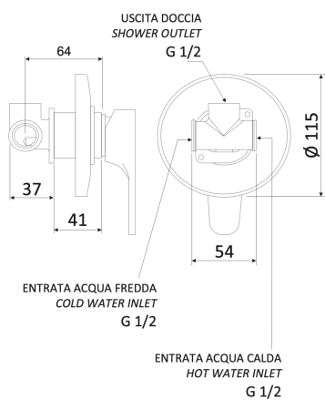 Смеситель для душа Mariani Surf B00179SF встраиваемый в стену хром