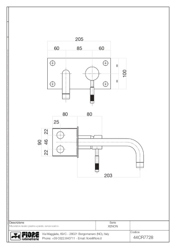 Смеситель Fiore Xenon 44OO7728 встраиваемый в стену хром - фото 2