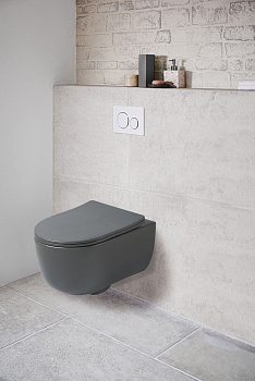 Унитаз подвесной Vincea Evo VT1-34SMA антрацит матовый с сиденьем микролифт безободковый душевой смыв