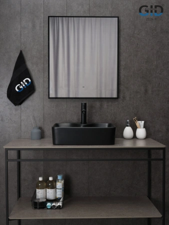 Раковина керамическая Gid Geométrico 53373 50х40 накладная цвет черный 1 отверстие под смеситель